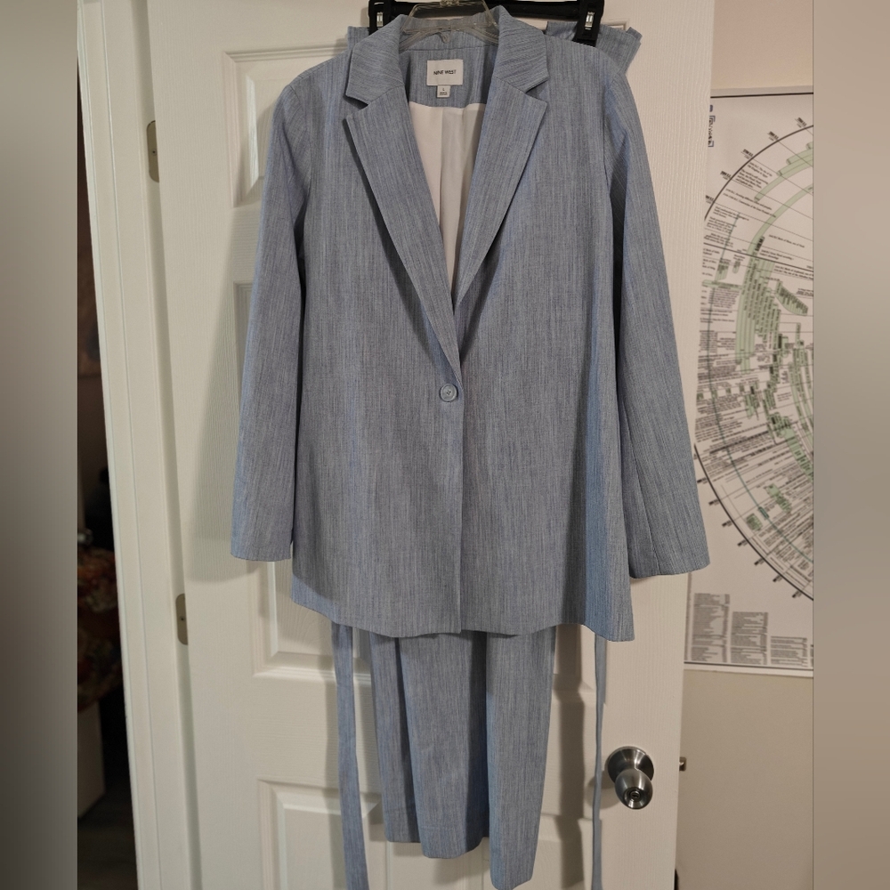Nine West Light Blue Textured Blazer